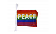 Fahnenkette Regenbogen mit PEACE - 15 x 22 cm