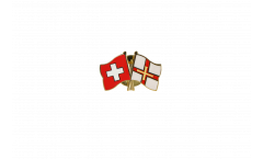 Freundschaftspin Schweiz - Großbritannien Guernsey - 22 mm