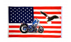 Balkonflagge USA mit Motorrad - 90 x 150 cm
