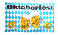 Balkonflagge Oktoberfest Bierkrug und Brezel - 90 x 150 cm