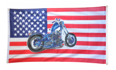 Balkonflagge USA mit Motorrad ohne Adler - 90 x 150 cm