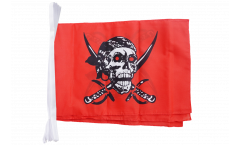 Fahnenkette Pirat auf rotem Tuch - 30 x 45 cm