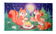 Flagge Camping Eichhörnchen am Lagerfeuer