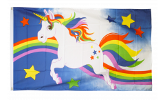 Flagge Einhorn blau mit Regenbogen