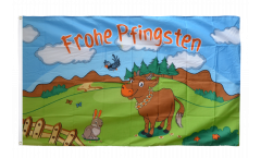 Flagge Frohe Pfingsten mit Kuh