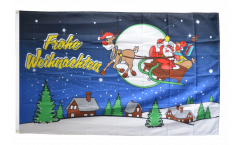 Flagge Frohe Weihnachten Rentier und Weihnachtsmann