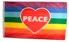 Flagge Herzflagge Regenbogen mit PEACE