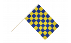 Stockflagge Karo Blau-Gelb