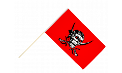 Stockflagge Pirat auf rotem Tuch