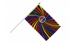 Stockflagge Regenbogen Peace Swirl