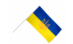 Stockflagge Ukraine mit Wappen