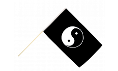 Stockflagge Ying und Yang schwarz