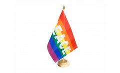 Tischflagge Regenbogen mit PEACE