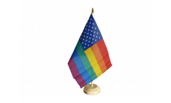 Tischflagge USA Regenbogen